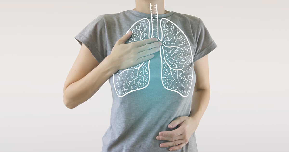 Lung graphic over human chest